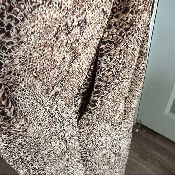 80s Vintage Halston Intimates Neutral Tone Snakeprint Maxi Robe Size M - Picture 5 of 7